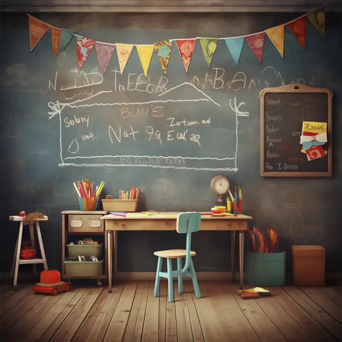 بک گراند مدرسه میز و نیمکت